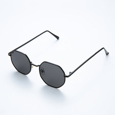 Octagonal Metal Frame Sunglasses - Black